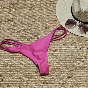NWOT - Vibrant Pink Thong Bikini Bottom -Sz L